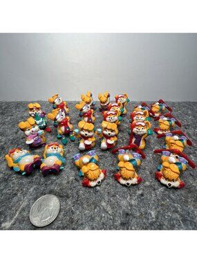 Vintage Kinder Surprise, 23 Ski Bunnies Lot Party Favors Cake Toppers Minatures